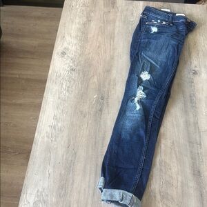 Hollister Women's Dark Blue Distressed Skinny Jeans